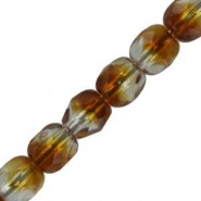 Czech Fire polished facet kralen 4mm Crystal amber